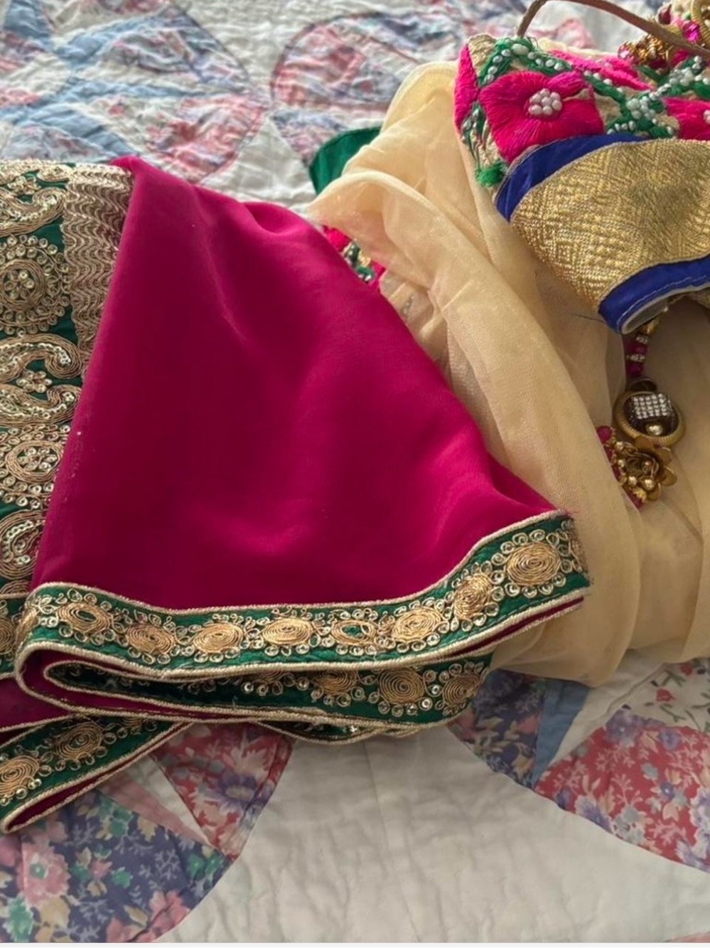 Beige designer Lehenga Choli Dupetta 3 piece ready to wear wedding guest wear